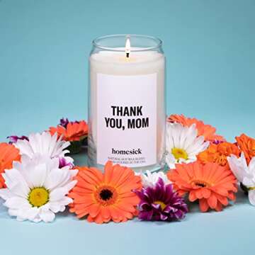 Homesick Scented Candles for Home (Thank You, Mom) - 13.75 oz Long-Lasting Soy Wax Blend Jar Candle Gifts for Women for All Occasions, 60-80 Hours Burn Time - Notes of Bergamot, Lavender & Sage