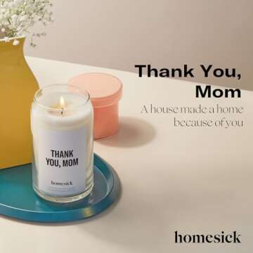 Homesick Scented Candles for Home (Thank You, Mom) - 13.75 oz Long-Lasting Soy Wax Blend Jar Candle Gifts for Women for All Occasions, 60-80 Hours Burn Time - Notes of Bergamot, Lavender & Sage