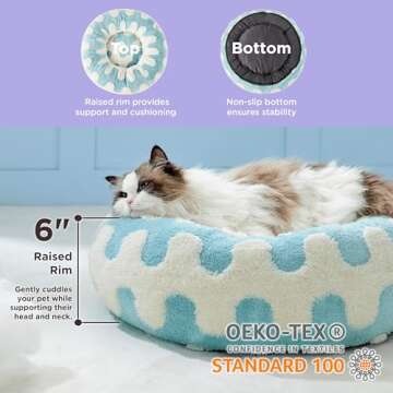 Lesure Donut Small Dog Bed - Cozy Calming Round Pet Beds