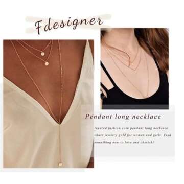 Fdesigner Layered Coin Pendant Necklace for Women