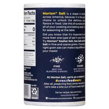 Morton Plain Salt, All-Purpose, Non-Iodized Salt, Ideal for Cooking & Table Use, (26 oz), 2-Pack