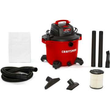 CRAFTSMAN CMXEVBE17595 16 Gallon 6.5 Peak HP Wet/Dry Vac, Heavy-Duty Shop Vacuum with Attachments