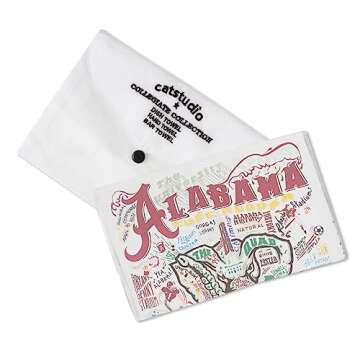 Catstudio Dish Towel, University of Alabama Crimson Tide Hand Towel - Collegiate Kitchen Towels for Alabama Fans for Graduation, Game Day, Alums and Parents