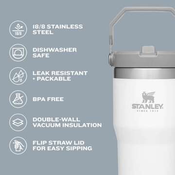 Stanley IceFlow Stainless Steel Tumbler - Vacuum Insulated Water Bottle for Home, Office or Car Reusable Cup with Straw Leak Resistant Flip Cold for 12 Hours or Iced for 2 Days, Alpine, 30oz