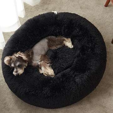 WESTERN HOME Calming Dog & Cat Bed - Cozy Plush Donut Cuddler