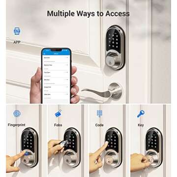 Veise Smart Lock, Fingerprint Door Lock, 7-in-1 Keyless Entry Door Lock with App Control, Electronic Touchscreen Keypad, Smart Deadbolt, Biometric Smart Locks for Front Door, Satin Nickel