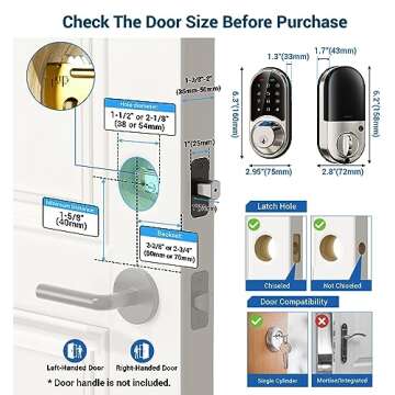 Veise Smart Lock, Fingerprint Door Lock, 7-in-1 Keyless Entry Door Lock with App Control, Electronic Touchscreen Keypad, Smart Deadbolt, Biometric Smart Locks for Front Door, Satin Nickel