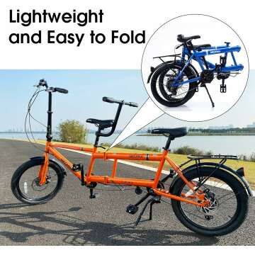 ZUKKA Tandem Bike 20 Inch Folding City Tandem Bicycle 7 Speed Tandem Adult Beach Cruise Bike Double Seater
