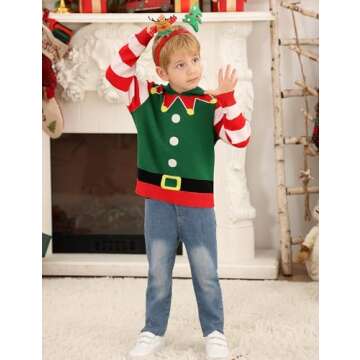 Unique Toddler Boys Christmas Sweatshirt with 3D Santa Graphic Design