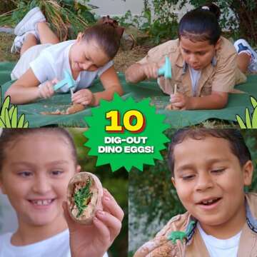 Wow in The World Dino DIG & Diorama | 10 Dig-Out Plaster Dinosaur Eggs, Prehistoric DIY Diorama, Companion Audio Content, Bonus Reusable Science Tool, STEM Toy for Kids 4+ by Thames & Kosmos