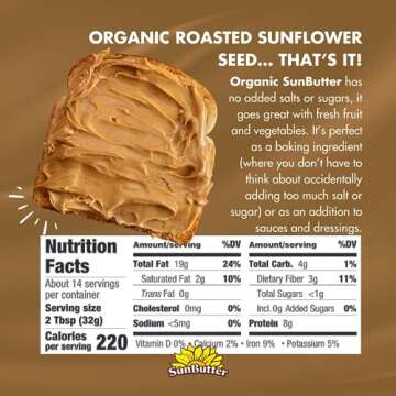 SunButter® Organic Sunflower Seed Butter (16 ounces | Pack of 6): Pure Plant-Based Protein, Nut-Free, Non-GMO, Keto & Paleo Friendly, Vitamin-Rich Spread Perfect for Healthy Snacks & Meals