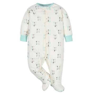 Gerber Baby Boys' 4 Pack Sleep 'N Play Footie, Aqua Fox, Preemie