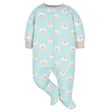 Gerber Baby Boys' 4 Pack Sleep 'N Play Footie, Aqua Fox, Preemie