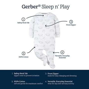 Gerber Baby Boys' 4 Pack Sleep 'N Play Footie, Aqua Fox, Preemie