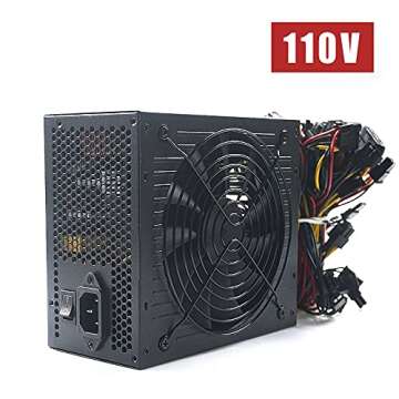 IBEST IMPETUS 1600W Miner Power Supply 90 Plus Gold Designed for US Full Voltage 110V 1600w Mining Bitcoin ETH PSU with US Adapter Cable