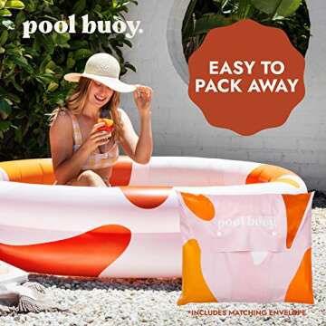 Pool Buoy Round Inflatable Pool with Storage Bag - Premium Outdoor Swimming Pool for Kids, Toddlers, Infants and Adults - Garden and Backyard Pools for Family Summer Pool Party (Kinky Splash)