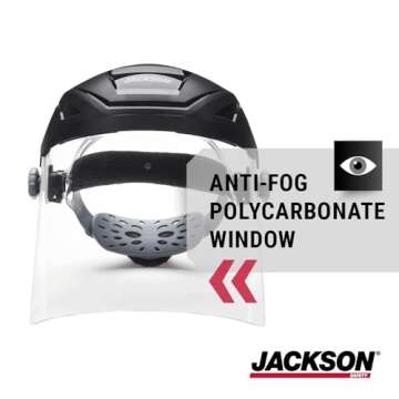 Jackson Safety Lightweight F4XP Premium Face Shield - Mask & Crown with 370 Speed Dial Ratcheting Headgear, ANSI Z87.1, for Work, Grinding, Cutting, Universal Pin Pattern - Uncoated - Clear Tint