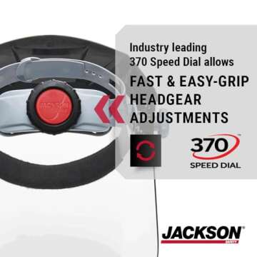 Jackson Safety Lightweight F4XP Premium Face Shield - Mask & Crown with 370 Speed Dial Ratcheting Headgear, ANSI Z87.1, for Work, Grinding, Cutting, Universal Pin Pattern - Uncoated - Clear Tint