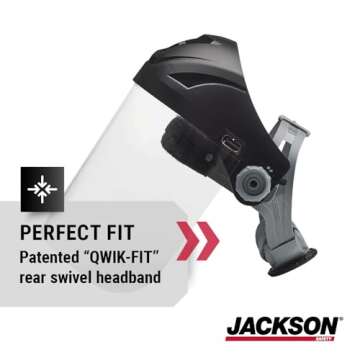 Jackson Safety Lightweight F4XP Premium Face Shield - Mask & Crown with 370 Speed Dial Ratcheting Headgear, ANSI Z87.1, for Work, Grinding, Cutting, Universal Pin Pattern - Uncoated - Clear Tint