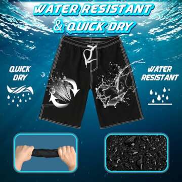 Srnede Mens Swim Trunks Swimming Trunks Swim Shorts Quick Dry 11 Inch with Mesh Lining Funny Swimwear Bathing Suits Black Giftpals