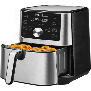Instant Vortex Plus Air Fryer Oven, 6 Quart, From the Makers of Instant Pot, 6-in-1, Broil, Roast, Dehydrate, Bake, Non-stick and Dishwasher-Safe Basket, App With Over 100 Recipes, Stainless Steel