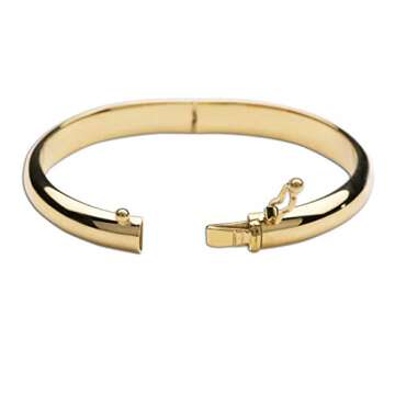 Precious Pieces Children's 14K Gold-Plated Classic Bangle Bracelet for Girls and Kids (Child-Large)