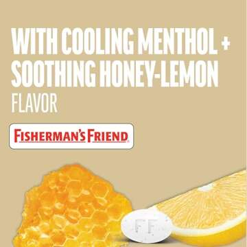 Fisherman's Friend Cough Drops, Cough Suppressant and Sore Throat Lozenges, Sugar Free Honey-Lemon, 5.52mg Menthol, 240 Drops (6 Packs of 40)