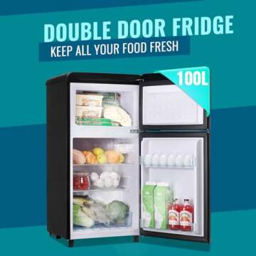 WANAI Small Refrigerator with Freezer 3.5 Cu.Ft Mini Fridge for Bedroom Dual Door Adjustable Shelves Dorm Refrigerator Suitable for Home Garage Office College Black