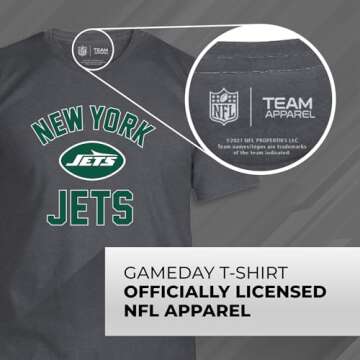 Team Fan Apparel NFL Adult Gameday T-Shirt - Cotton Blend - Tagless - Semi-Fitted - Unleash Your Team Spirit During Game Day (New York Jets - Gray, Large)