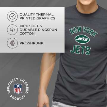 Team Fan Apparel NFL Adult Gameday T-Shirt - Cotton Blend - Tagless - Semi-Fitted - Unleash Your Team Spirit During Game Day (New York Jets - Gray, Large)