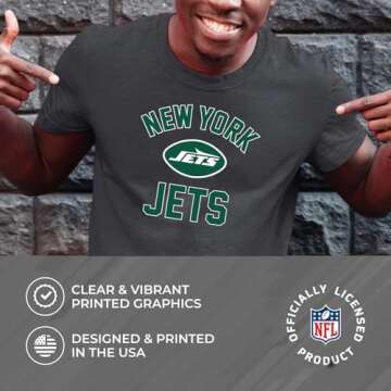 Team Fan Apparel NFL Adult Gameday T-Shirt - Cotton Blend - Tagless - Semi-Fitted - Unleash Your Team Spirit During Game Day (New York Jets - Gray, Large)