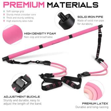 Complete Pilates Bar Kit with Adjustable Resistance Bands for Home Workouts