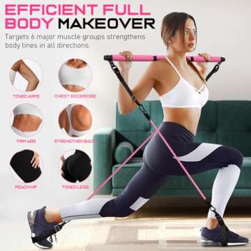 Pilates Bar Kit with Resistance Bands for Home Fitness