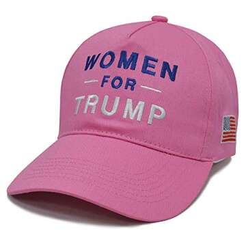 Lysti Donald Trump Make America Great Again Hat Women for Trump Slogan with USA American Flag Adjustable Baseball Cap (Bubblegum Blue)