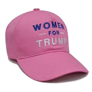 Lysti Donald Trump Make America Great Again Hat Women for Trump Slogan with USA American Flag Adjustable Baseball Cap (Bubblegum Blue)