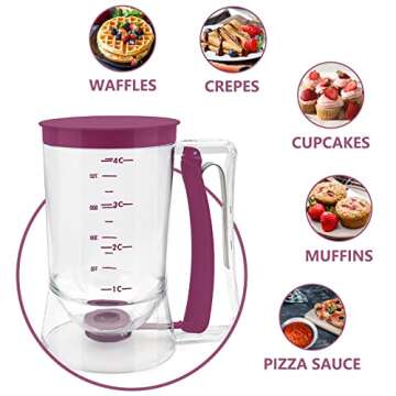 Kndatle Pancake Cupcake Batter Dispenser, Batter Separator Bakeware Maker with Measuring Label, Perfect Baking Tool for Cupcakes, Waffles, Muffin Mix, or Any Baked Goods