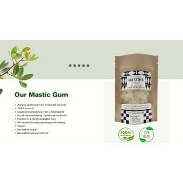 Chios Mastiha Tears Gum Greek 100% Natural Mastic Packs From Mastic Growers Fresh (20gr Medium Tears)