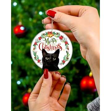 Black Cat Christmas Ornament for Cat Lovers