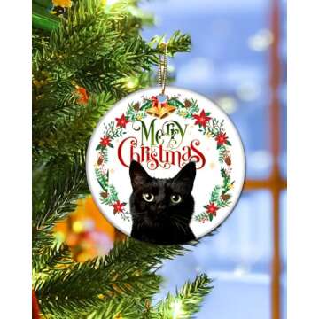 Black Cat Christmas Ornament for Cat Lovers