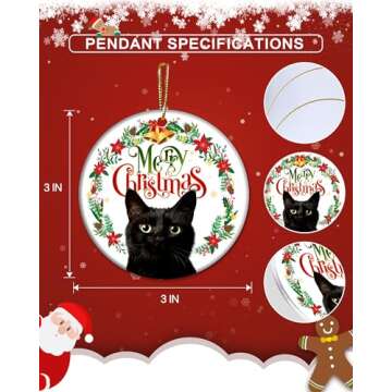 Black Cat Christmas Ornament for Cat Lovers