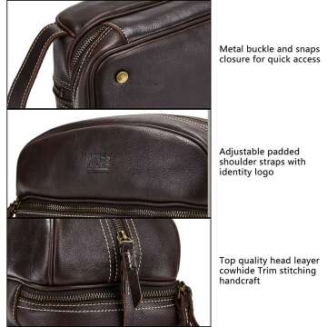 Leather Dopp Kit for Men & Women - Water-resistant