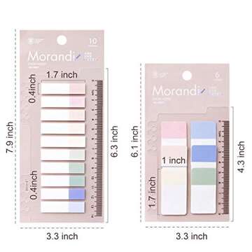 Toosunny 520 Pieces Tabs 2 Size Sticky Index Tabs, Writable and Repositionable File Tabs Flags for Pages or Book Markers, Reading Notes, Classify File