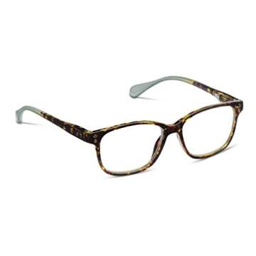 Peepers by PeeperSpecs Women's Nature Walk Soft Square Reading Glasses, Tortoise/Aqua, 49 + 2.5