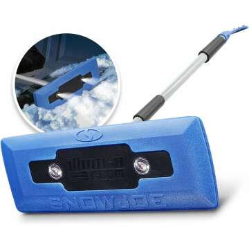 Snow Joe SJBLZD-LED 4-in-1 Snow Broom + Ice Scraper - Blue