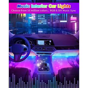 RGB Interior Car Strip Lights with Smart APP Control, Music Sync Under Dash Footwell Neon Internal Lighting Kit 2 Lines Design,12V LED Strip Lights for Cars, Trucks, SUVs with Car Charger(1 Set)