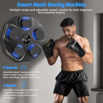 TGLLM Music Boxing Machine, Interactive Punching Trainer with Boxing Gloves, Large Size Wall Mounted Electronic Boxing Target for Adults Kids, 9 Modes & 9 Speeds