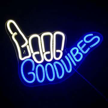 Good Vibes Neon Sign Light - LED Wall Décor for Game Rooms