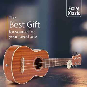 Hola! Music HM-121MG+ Deluxe Mahogany Soprano Ukulele Bundle with Aquila Strings, Padded Gig Bag, Strap and Picks, Natural