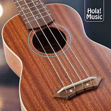 Hola! Music HM-121MG+ Deluxe Mahogany Soprano Ukulele Bundle with Aquila Strings, Padded Gig Bag, Strap and Picks, Natural