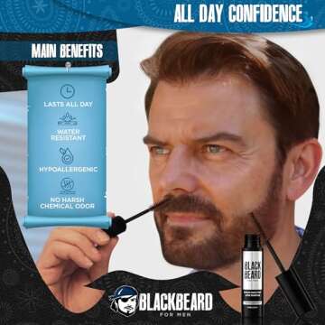 Blackbeard Instant Hypoallergenic 1-Day Color for Men - Temporary Tint for Beard, Mustache, Eyebrows, and Sideburns - Dark Brown, 3 Pack